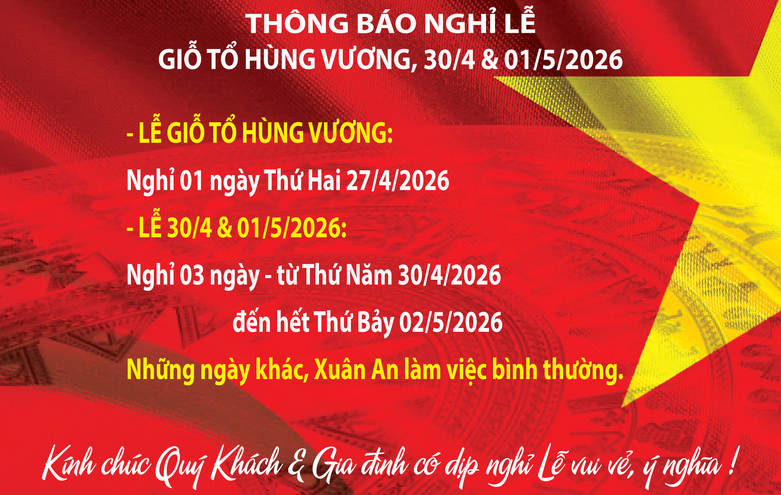Thông báo nghỉ Lễ